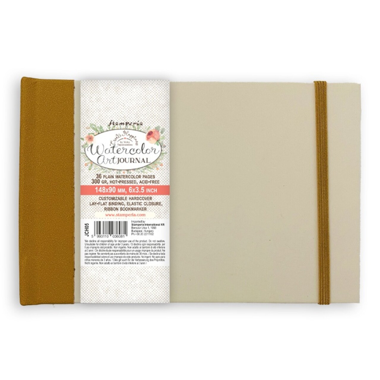 Create Happiness Mixed Media Journal Watercolor Pages-5.51"X3.54", 18 Pages